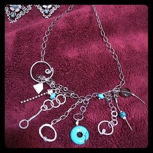 Turquoise dangle  necklace and turquoise earrings